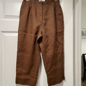 Ann Gerlin Brown cropped pants, 100% linen, size 10, comfortable